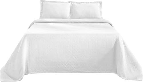 Superior 100 Cotton Matelasse Bedspread Set King White