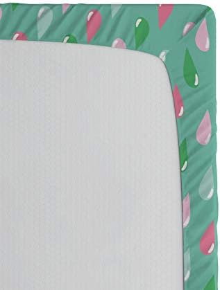 Ambesonne Funny Teardrops Pattern Sheet Green Pink California King