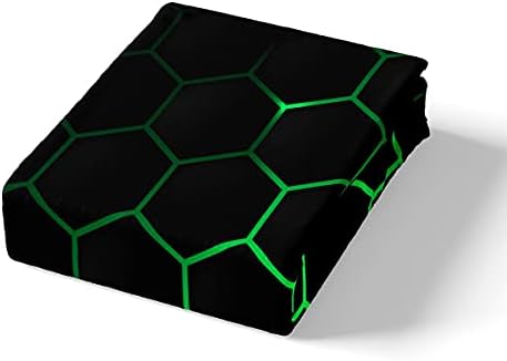 Feelyou Hexagonal Duvet Cover Set Neon Green Black 2Pcs Twin Size