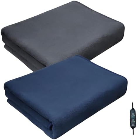 USB Heated Throw Blanket - Soft Fast Heating Wearable with Pocket - Grey