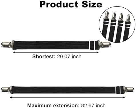 Premium Adjustable Bed Sheet Clips with Elastic Straps and Clips