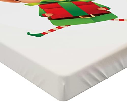 Ambesonne Elf Fitted Sheet Holiday Design California King Fern Green Vermilion