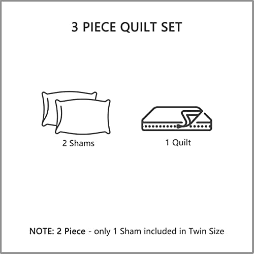 CHIXIN Botanical Cotton Quilt Set - Leaf Pattern Reversible 3 Piece Oatmeal