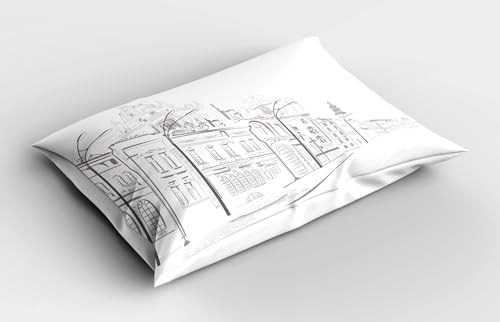 Ambesonne City Pillow Sham Set of 2 Dust White