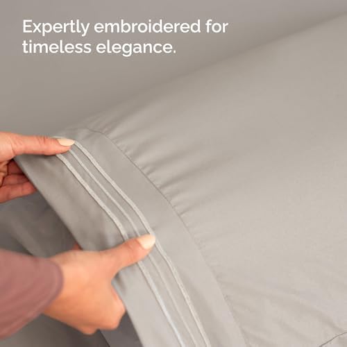 Wrap Around Dust Ruffle Bed Skirt with 2 Pillowcases - Light Grey