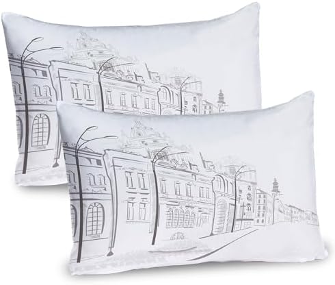 Ambesonne City Pillow Sham Set of 2 Dust White