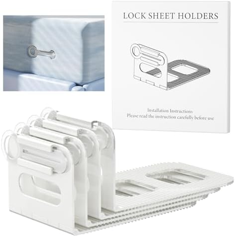 Bed Sheet Holder with Clip Universal Fit 4-Pack White