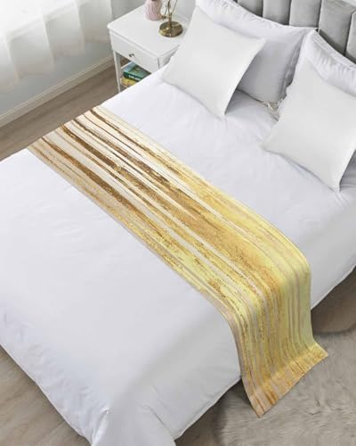 Abstract Gold Bed Runner Scarf Cal King Size