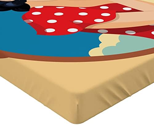 Ambesonne Pin Up Girl Fitted Sheet - Multicolor