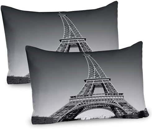 Ambesonne Eiffel Tower Pillow Sham Set of 2 Grey 1