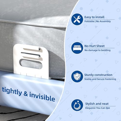 Bed Sheet Holder with Clip Universal Fit 4-Pack White