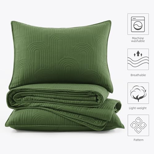 Lavsiry Quilt Set King Size Olive Green