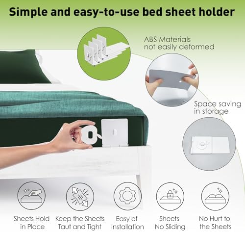8 Pack ABS Sheet Holders with Lock Strips for Firm Tight Sheets