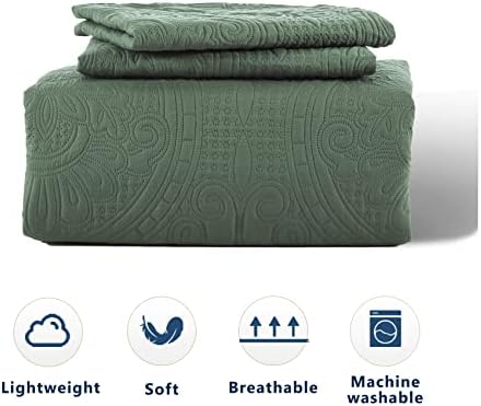 Anluoer Quilt Set Olive Green Embossed