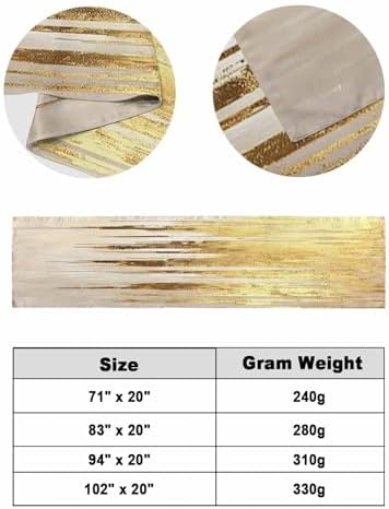 Abstract Gold Bed Runner Scarf Cal King Size
