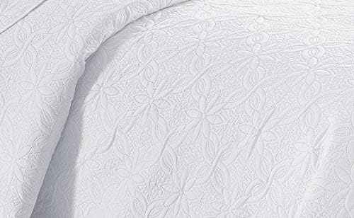 Fancy Linen Embossed Coverlet Bedspread Set 3pc