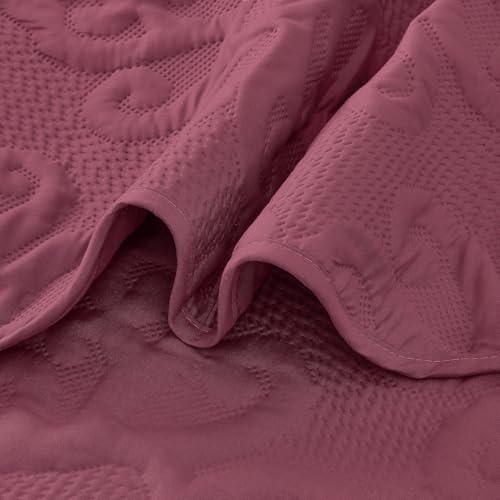 Kingnex Oversized King Bedspread Set Burgundy 128x120