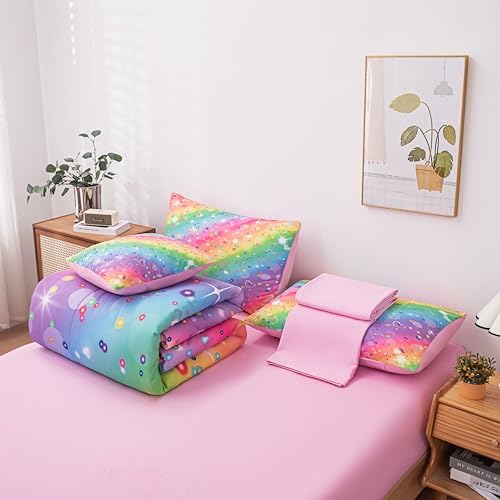 MWMWMW 6 Pcs Girls Twin Comforter Set