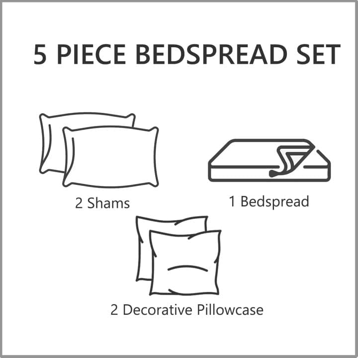 CHIXIN Bedspread Set Queen Size - Reversible Paisley Pattern