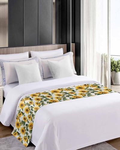 DecorLovee Rustic Sunflowers Bed Runner for Cal King