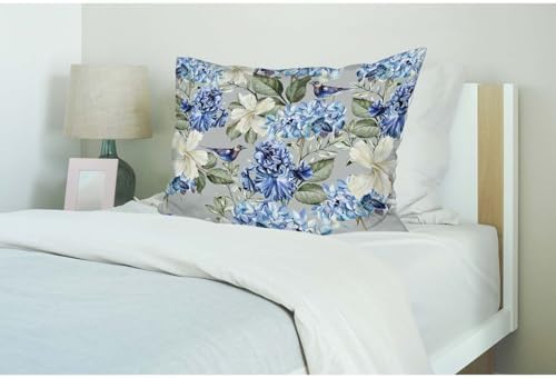 Blue White Flowers Pillow Cover 20x26 inch