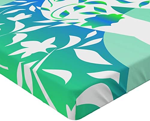 Ambesonne Floral Fitted Sheet - California King Turquoise Teal White
