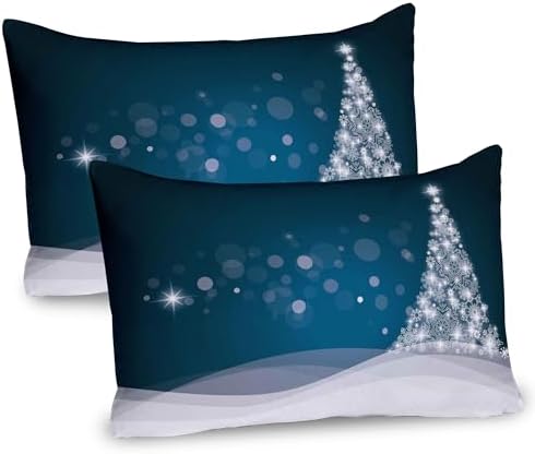 Ambesonne Christmas Pillow Sham Set of 2 Navy White