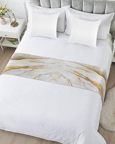 Chucoco King Bed Runner Gold White Gradient Scarf 1