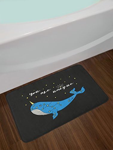 Ambesonne Narwhal Bath Mat with Star Pattern and Inspirational Words 1