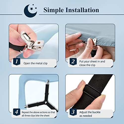 Sopito Sheet Straps Adjustable Non-Slip 2pcsBlack