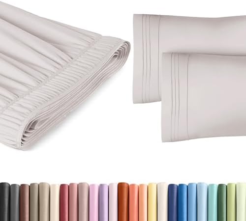 Wrap Around Dust Ruffle Bed Skirt with 2 Pillowcases - Light Grey