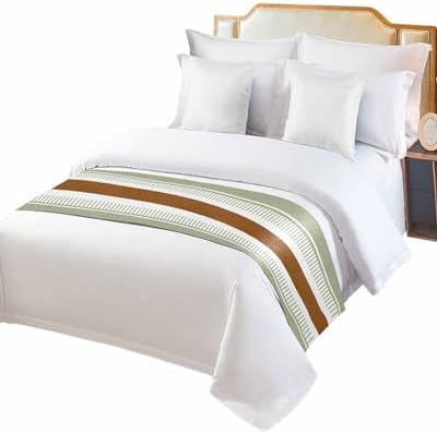 Sage Green Stripes Bed Runner Scarf Twin Size