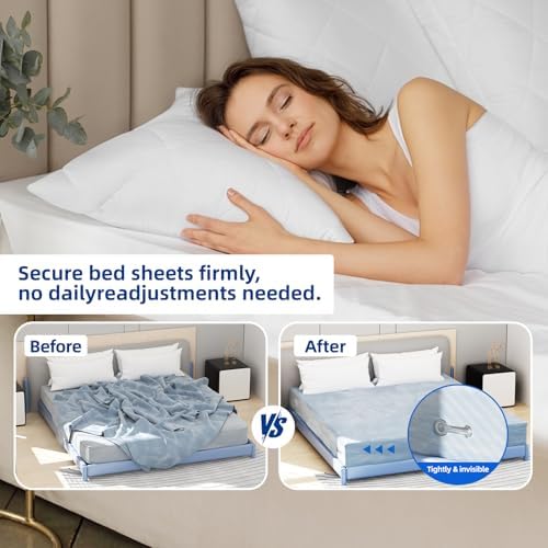 Bed Sheet Holder with Clip Universal Fit 4-Pack White