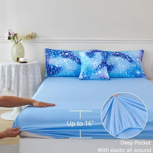PERFEMET Blue Twin Comforter Set 6 Piece Bed in a Bag