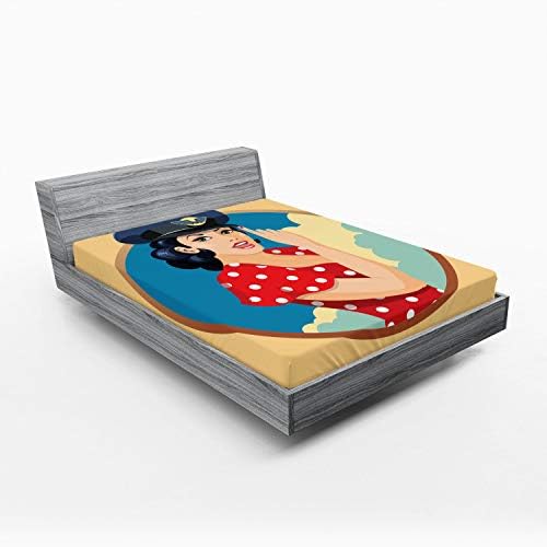 Ambesonne Pin Up Girl Fitted Sheet - Multicolor