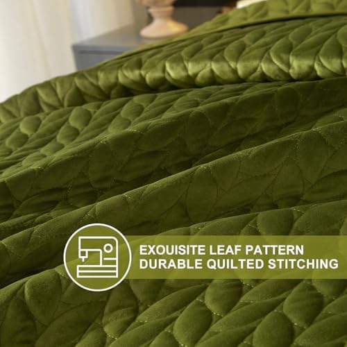 Ivellow Velvet Quilt Set Queen Size 3Pcs Luxury Comforter Bedspread