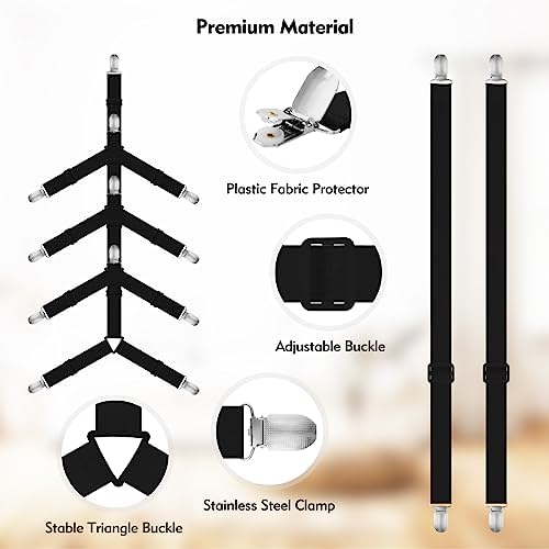 Eiruseed Bed Sheet Holder Straps 42 Pcs Black