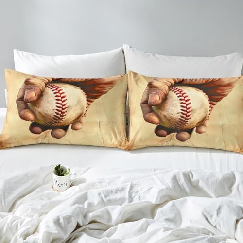 Erosebridal Baseball Bed Sheets Twin Set 3D Retro