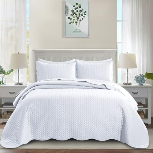 IR Imperial Rooms Queen Quilt Bedding Set - White 90x96