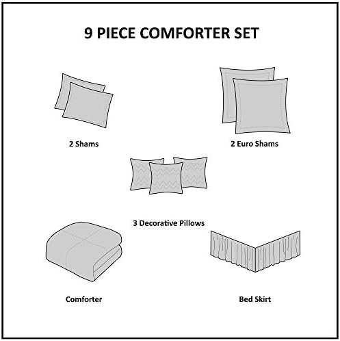 Madison Park Cozy Comforter Set Blue Queen 9 Piece