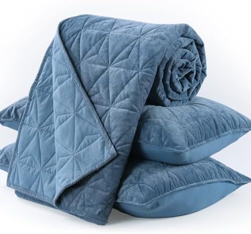 KASENTEX Velvet Queen Quilt Set with 2 Pillow Shams