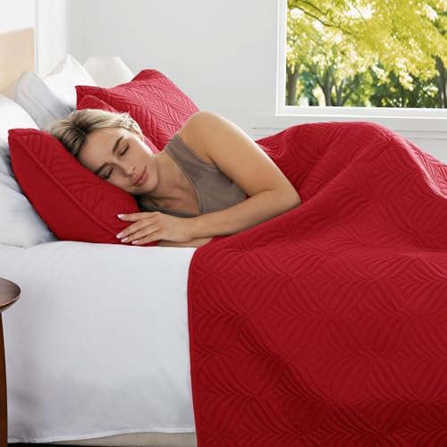 Whale Flotilla Extra Soft King Quilt Set Red