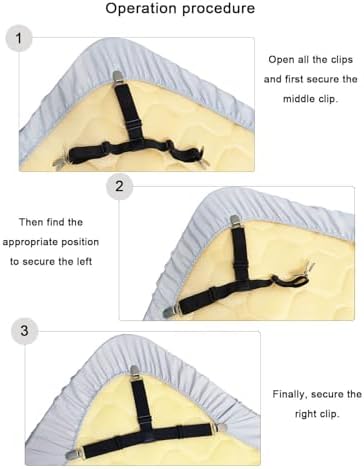 AireKouzia Fitted Sheet Straps with Clips - Set of 4