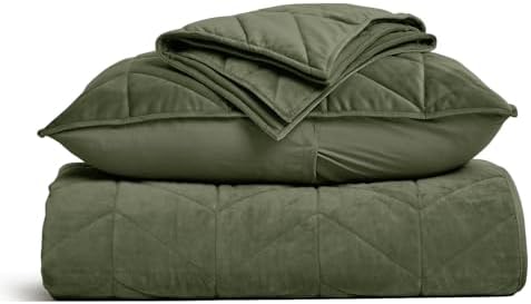 Evergrace 3-Piece Queen Velvet Quilt Set Olive Green