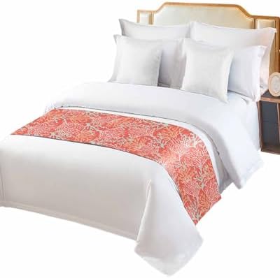 Sabolny Orange Coral Red Cal King Bed Runner Scarf