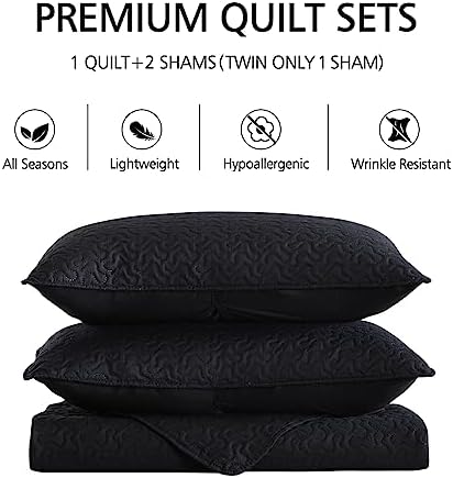 JML Quilt Set - 3 Piece Embossed Stripe Black for King Bed