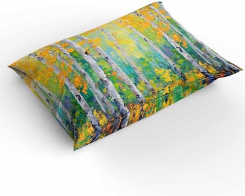 3 Piece Queen Duvet Set with Zipper Yellow Leaves Design