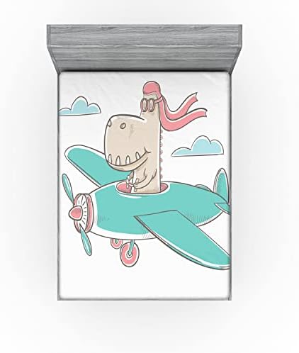 Ambesonne Dinosaur Plane Flying Sheet California King