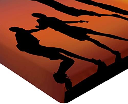 Ambesonne California King Sheet with Sunset Horizon Sky Print
