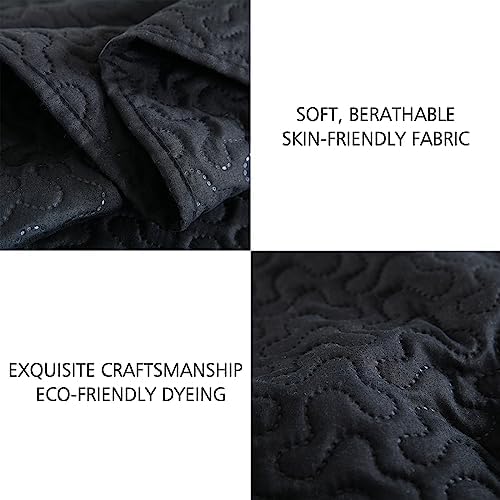 JML Quilt Set - 3 Piece Embossed Stripe Black for King Bed